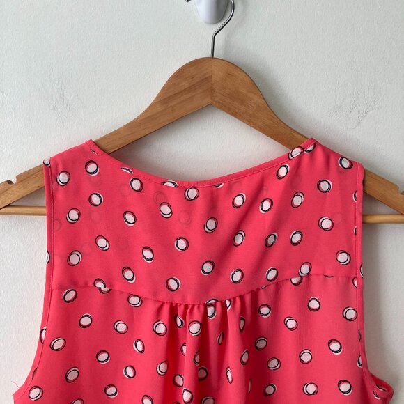 Kohl's Elle Retro Chic Coral Hoop Sleeveless Blouse Tank Top, New with Tags - Picture 11 of 12